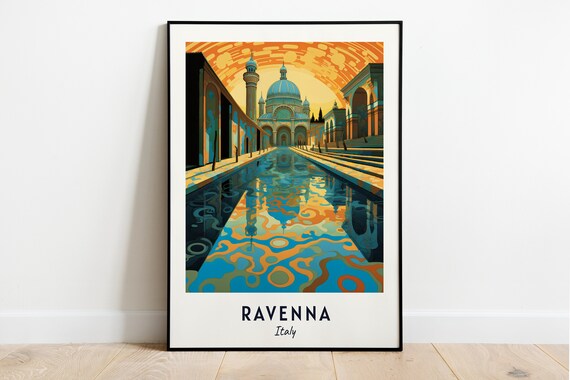 Ravenna Byzantine Dome Canal Sunset Reflection Travel Poster