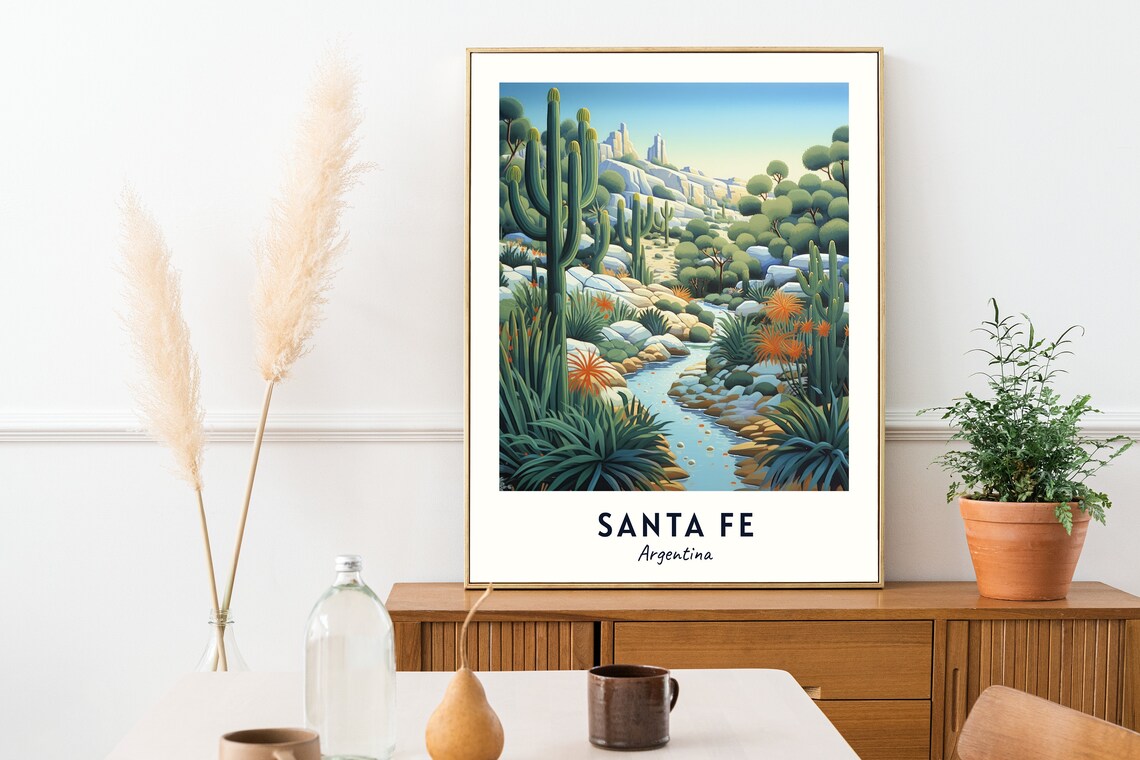 Santa Fe Desert Canyon Cactus Valley in Argentina Travel Poster - Image 2