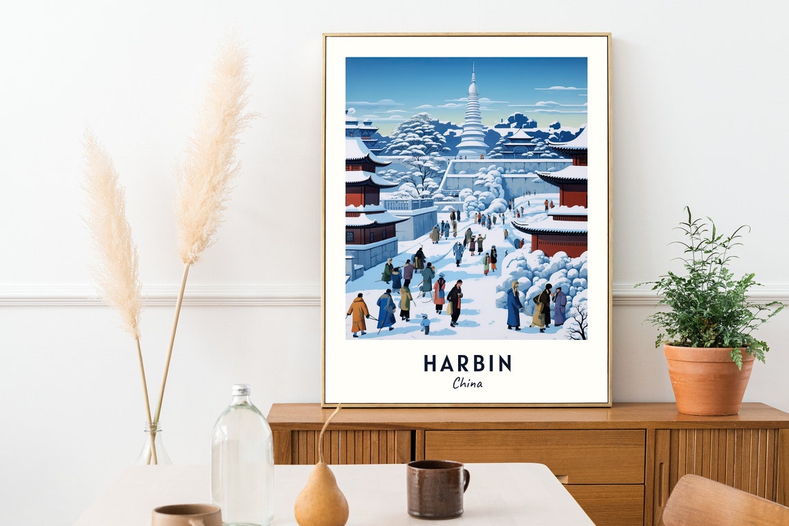 Ice And Snow Festival Travel Print Wall Art Harbin China City Print Ice And Snow Festival Travel Gift Ice And Snow Festival Poster - Image 2