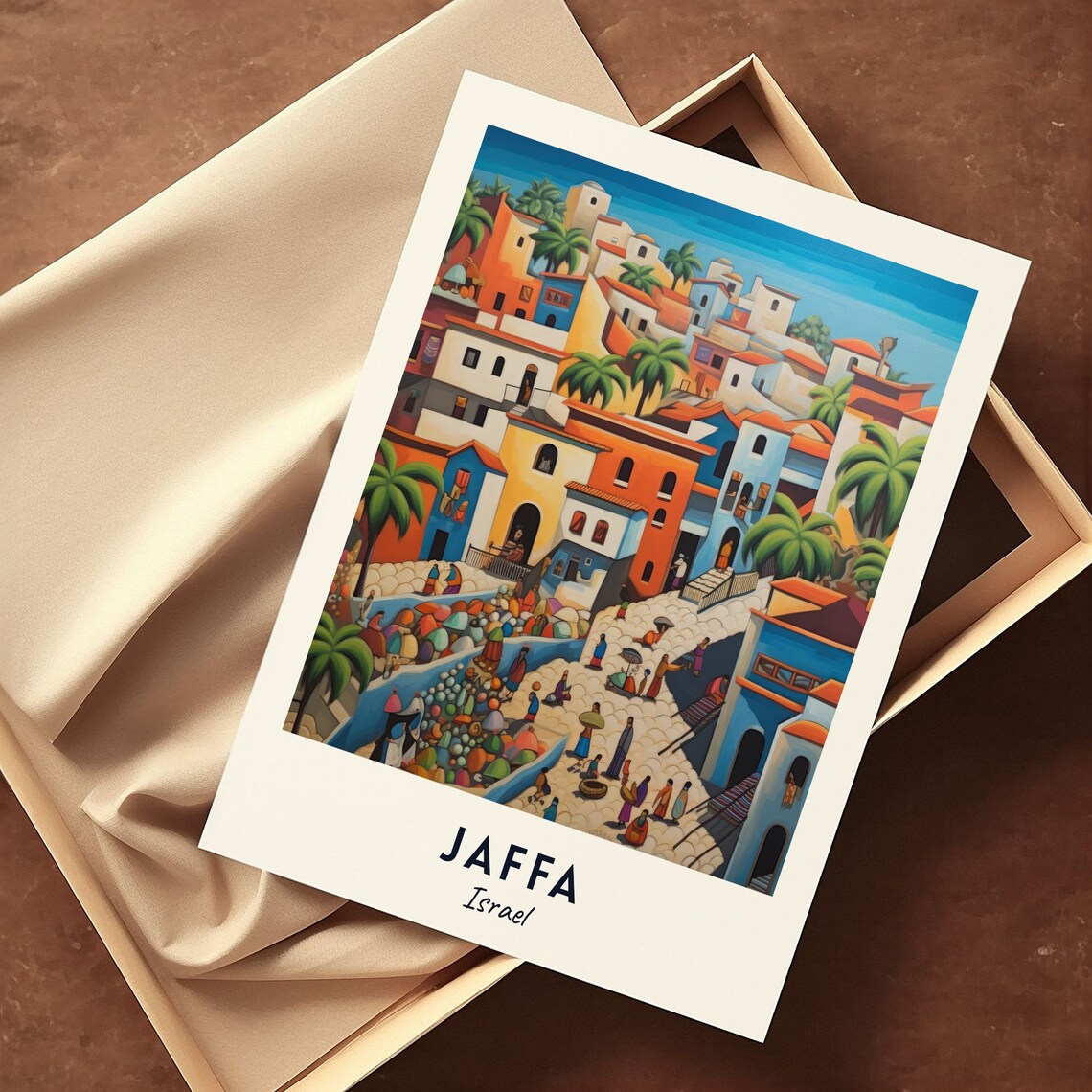 Jaffa Israel Colorful Flea Market Old Street Bustling Scene Poster - Image 3
