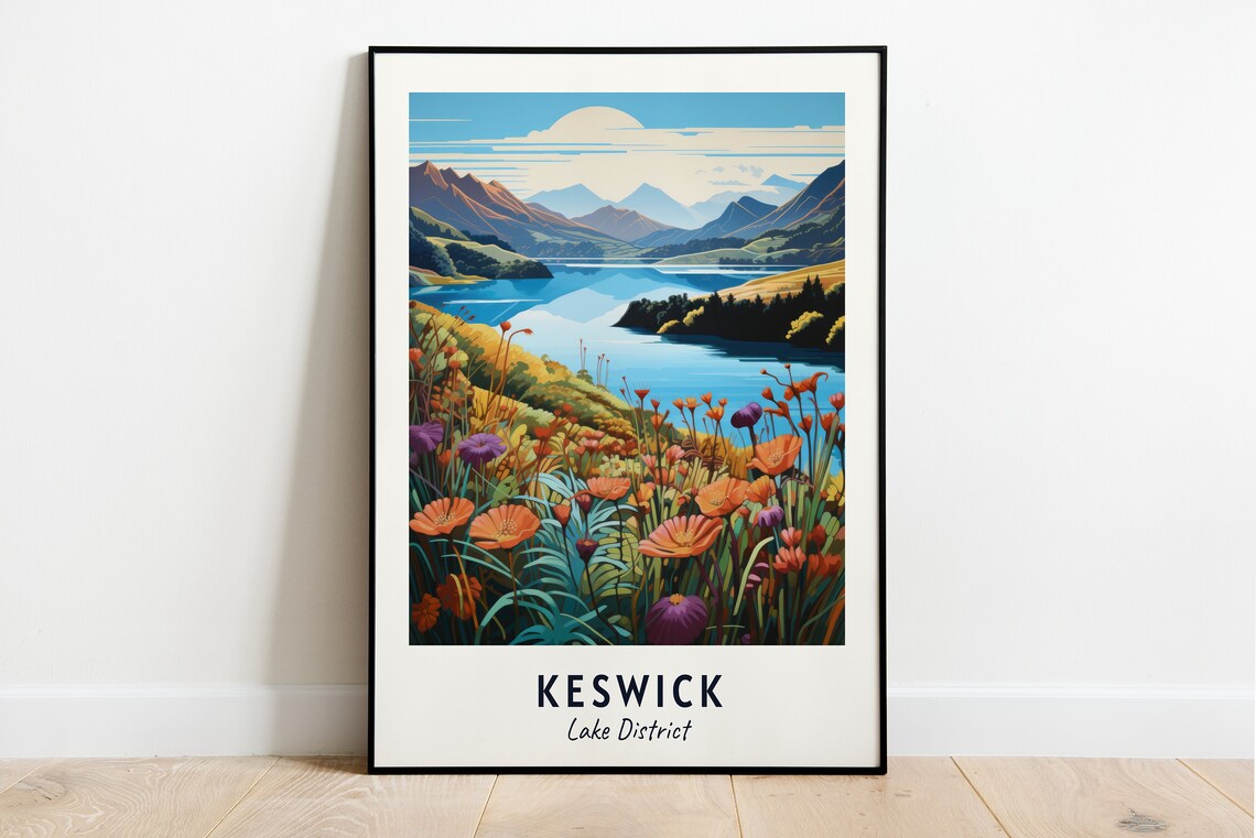 Keswick Lake District Travel Print Wall Art Keswick Lake District City Print Keswick Lake District Travel Gift Keswick Travel Gift