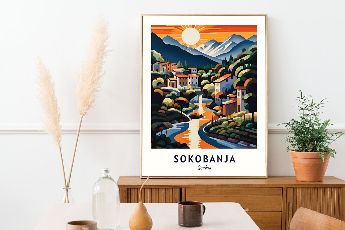 Sunset Mountain Valley with Winding River Sokobanja Serbia Poster - Image 2