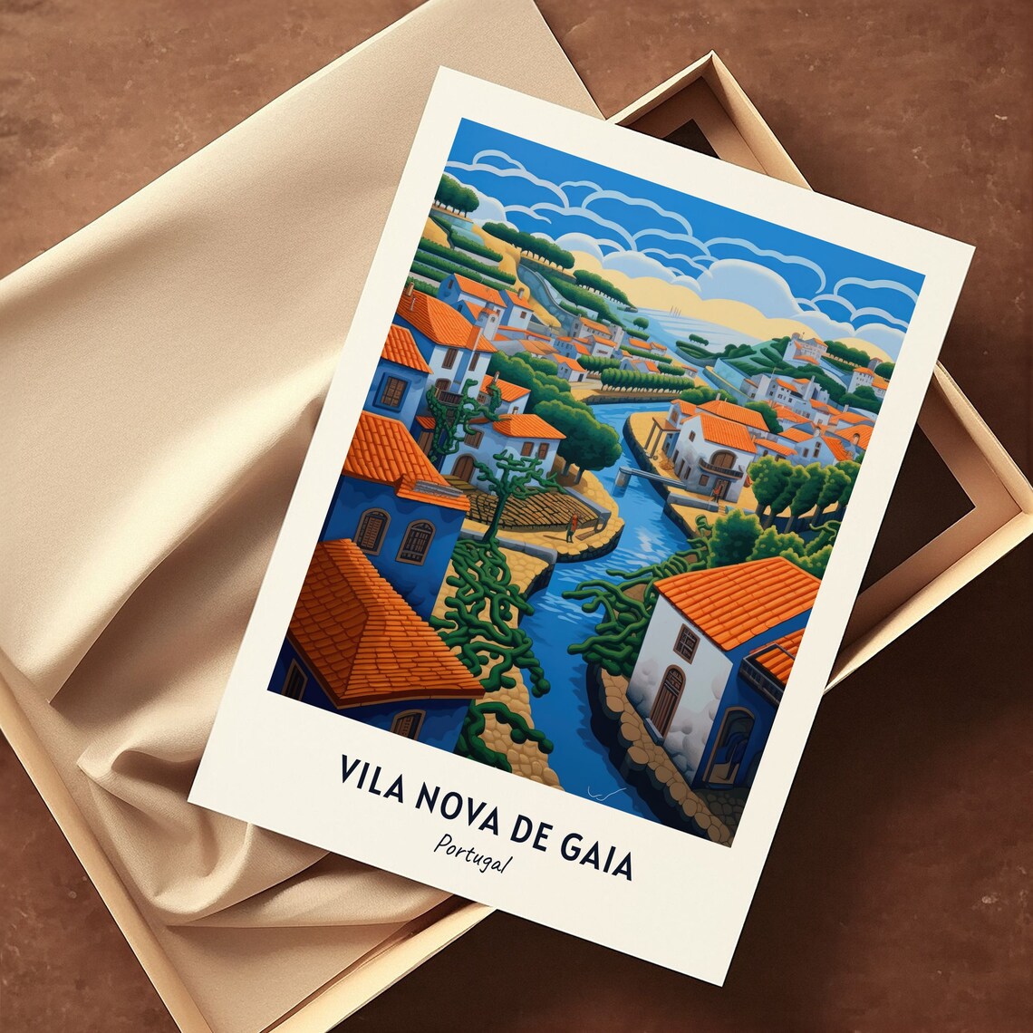 Vila Nova de Gaia Portugal Riverfront Old Wine Town Travel Poster - Image 3