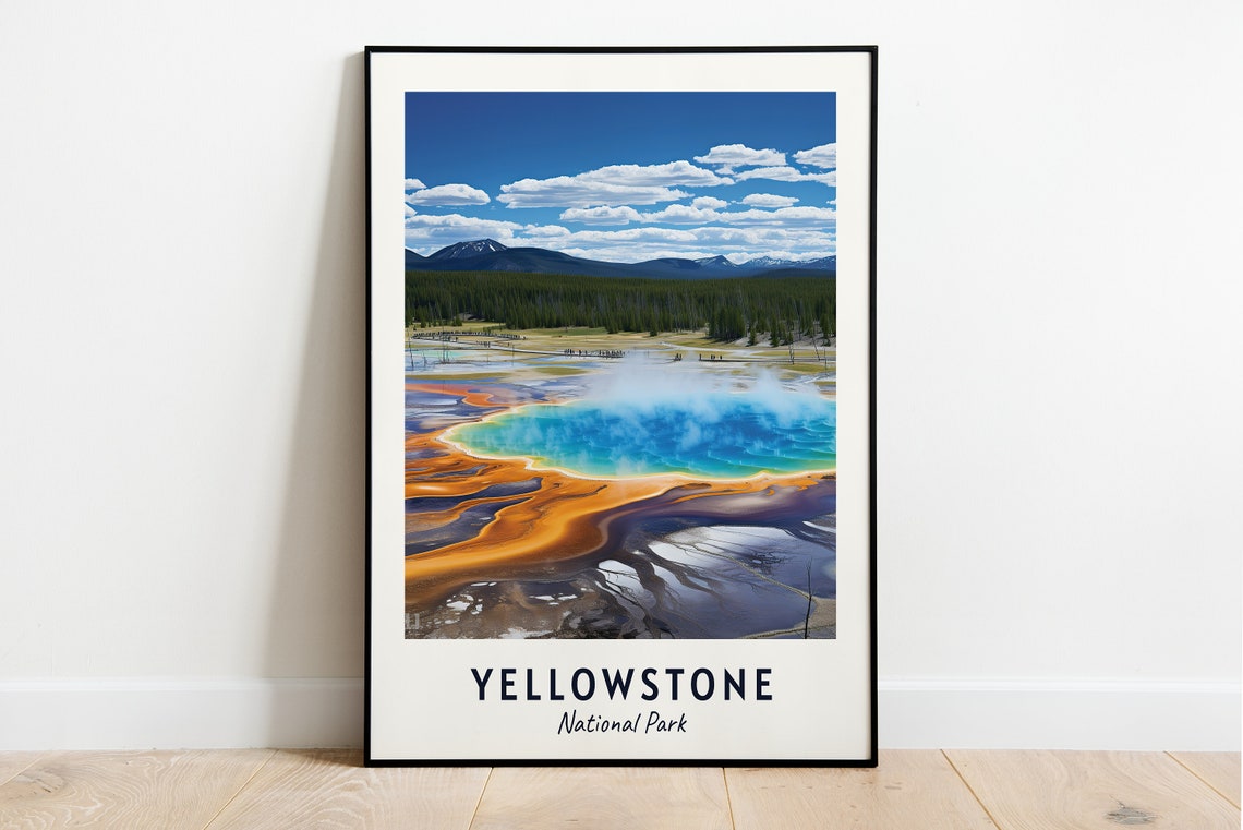 Yellowstone National Park Travel Print Wall Art Yellowstone National Park City Print Yellowstone National Park Travel Gift Wall Art