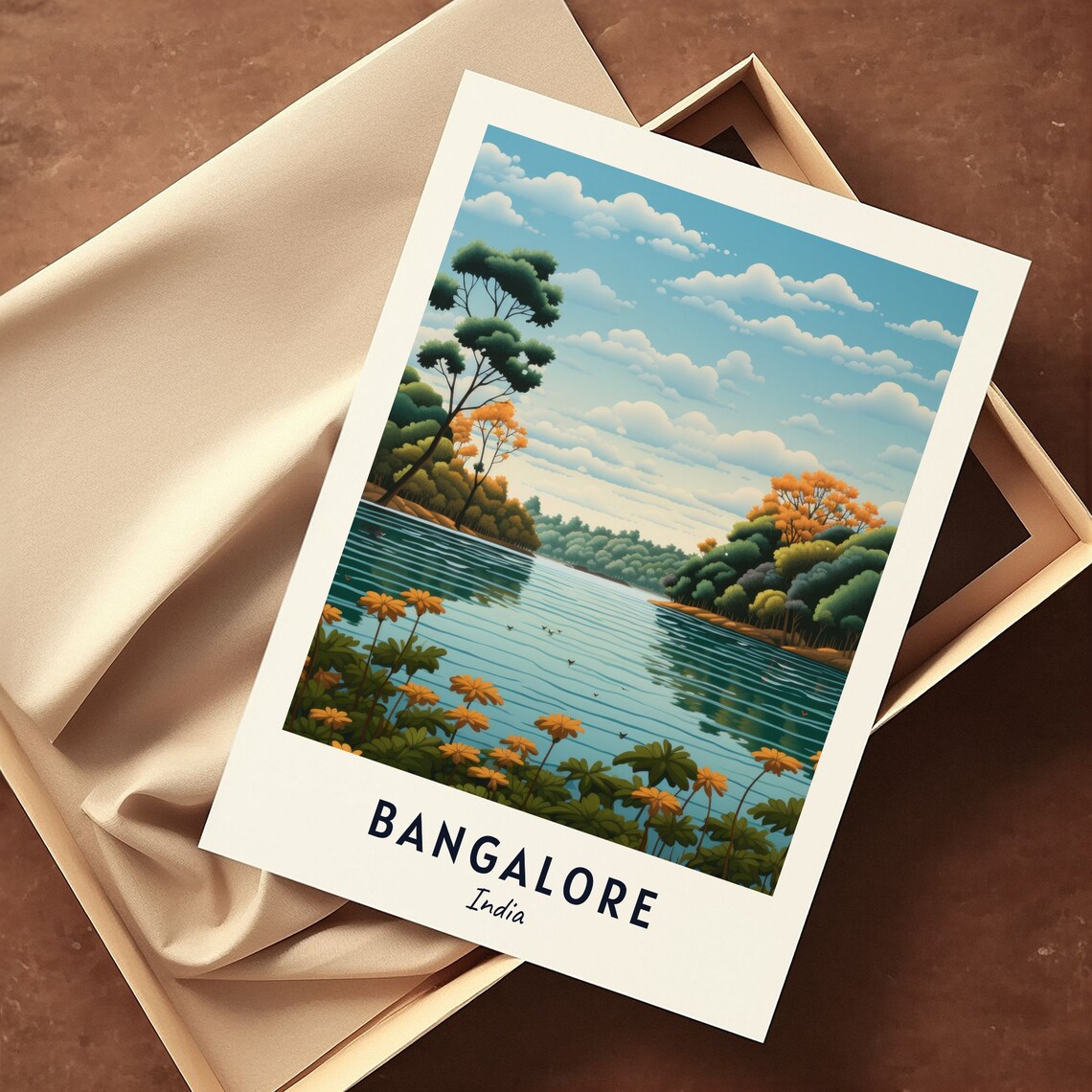 Bangalore India Tranquil Lake Flower Gardens Daytime Shores Poster - Image 3