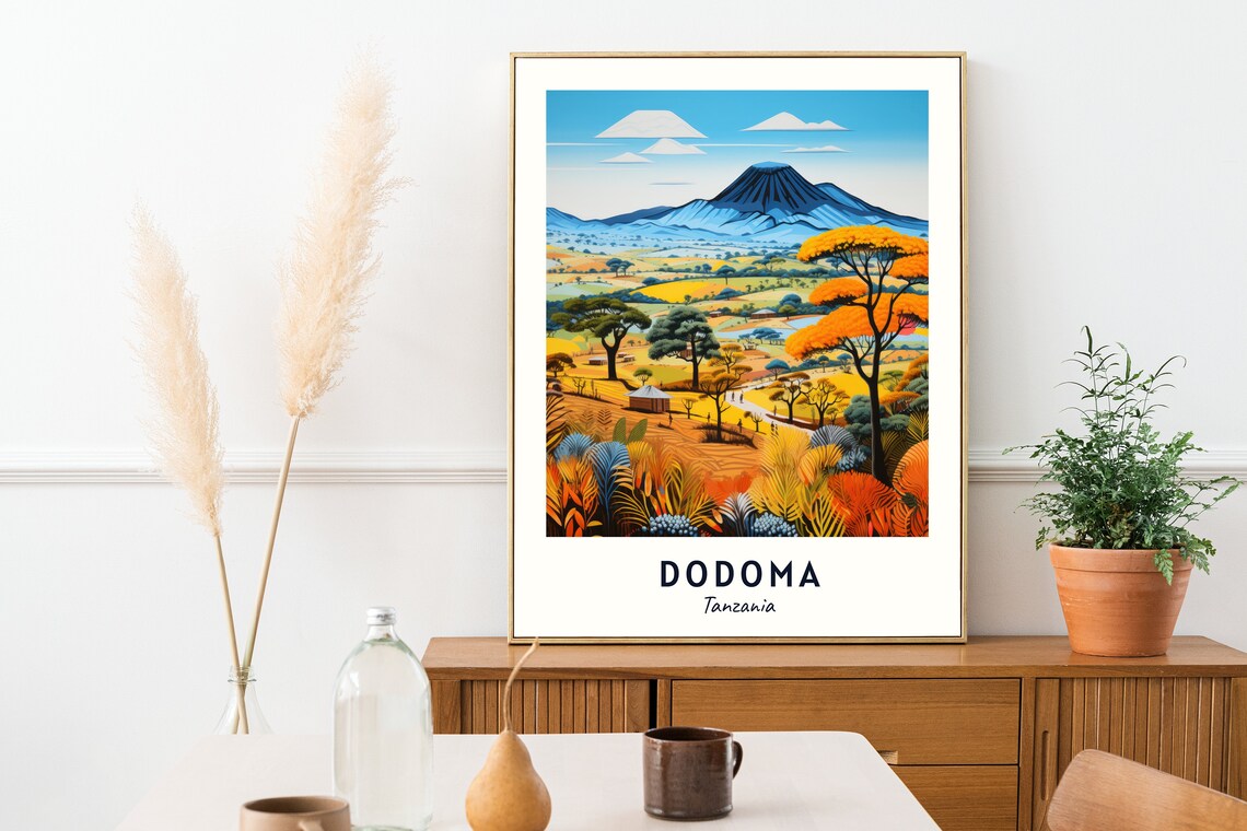 Dodoma Travel Print Wall Art Dodoma Tanzania City Print Dodoma Travel Gift Dodoma City Poster Travel Gift Wall Art - Image 2