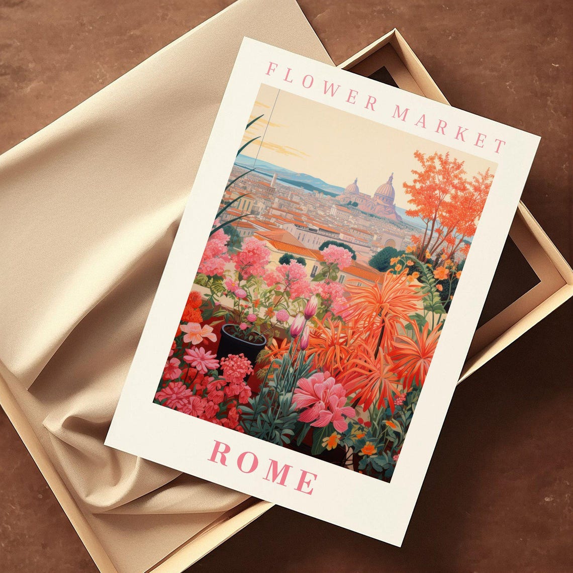 Rome Flower Market Poster with Pink Bloom Garden of St Peter - Image 2