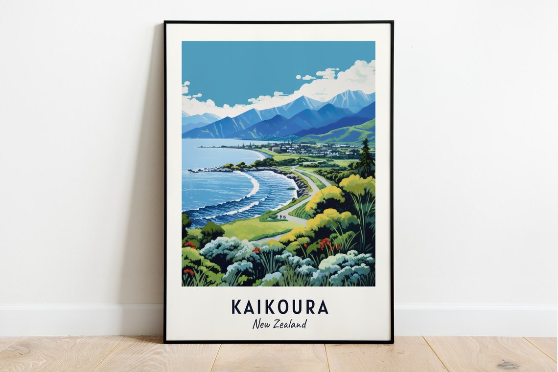 Kaikoura Peninsula Travel Print Wall Art Kaikoura New Zealand City Print Kaikoura Peninsula Travel Gift Kaikoura Peninsula Poster