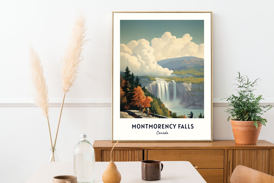 Montmorency Falls Canada Autumn Waterfall Gorge Nature Poster - Image 2