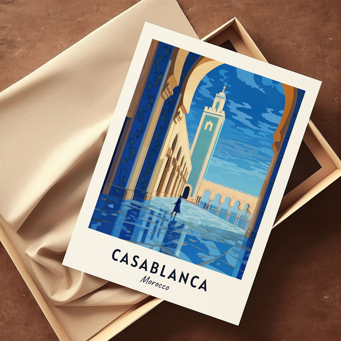 Casablanca Morocco Hassan II Mosque Minaret Courtyard Poster - Image 3