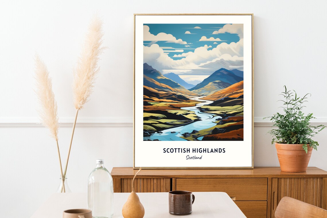 Scottish Highlands Scotland Travel Poster, City Print - Image 2