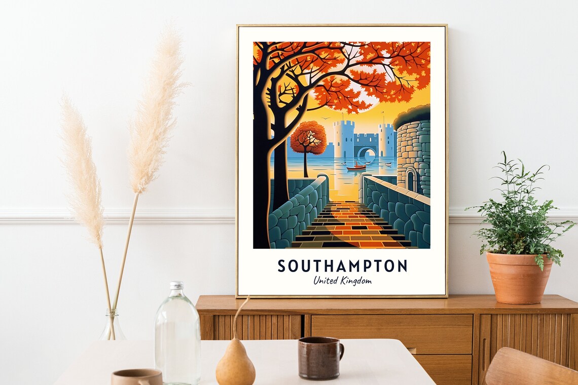 Southampton Travel Poster, United Kingdom City View - Image 2
