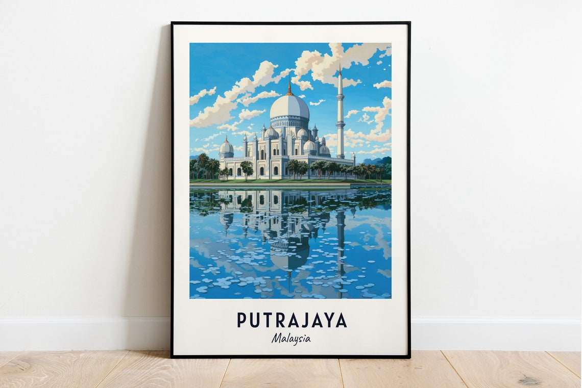 Putra Mosque Putrajaya Malaysia With Perfect Lake Mirror Poster