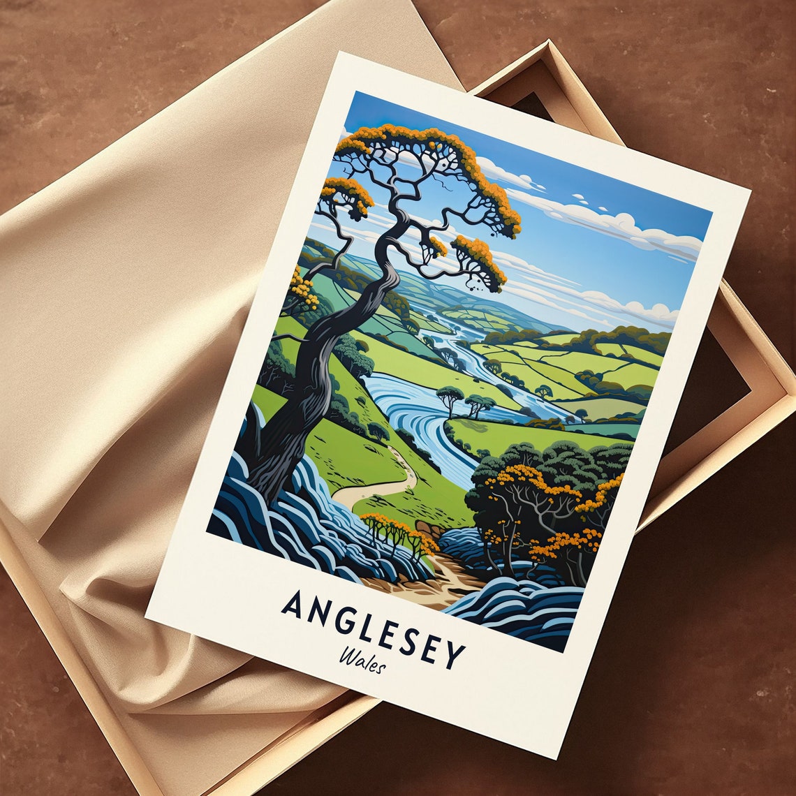 Anglesey Wales Green River Valley and Winding Tree Travel Poster - Image 3