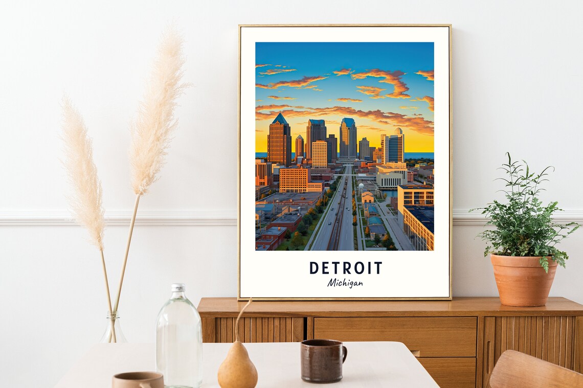 Detroit Michigan Travel Poster, City Print - Image 2