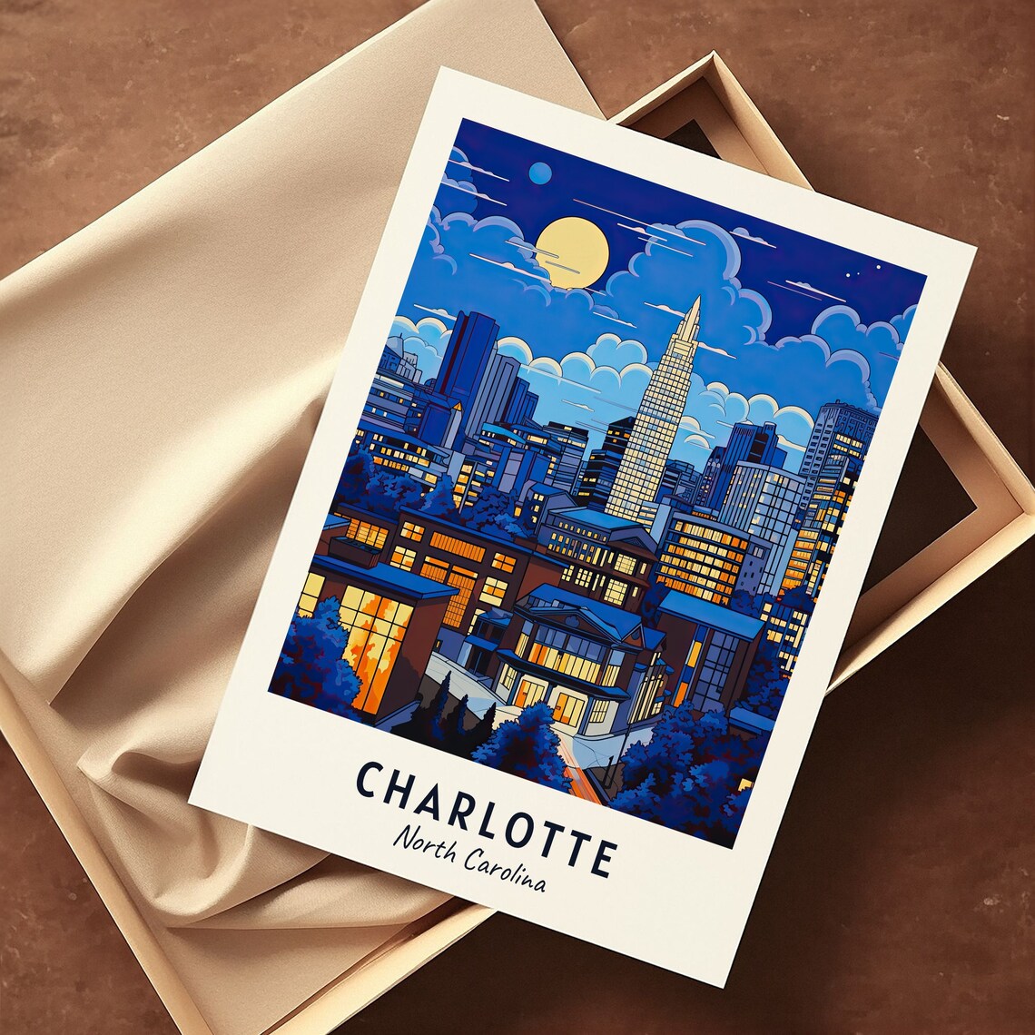 Charlotte North Carolina Travel Poster, City Print - Image 3