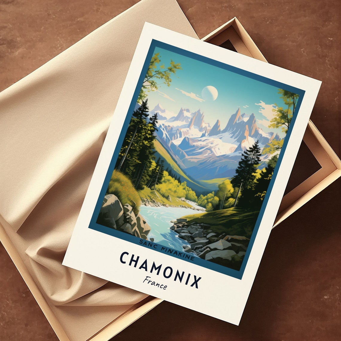 Chamonix France Alpine Peaks Valley River Mountain Travel Poster - Image 3