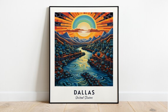 Dallas United States Radiant Sunset Canyon River Valley Travel Poster