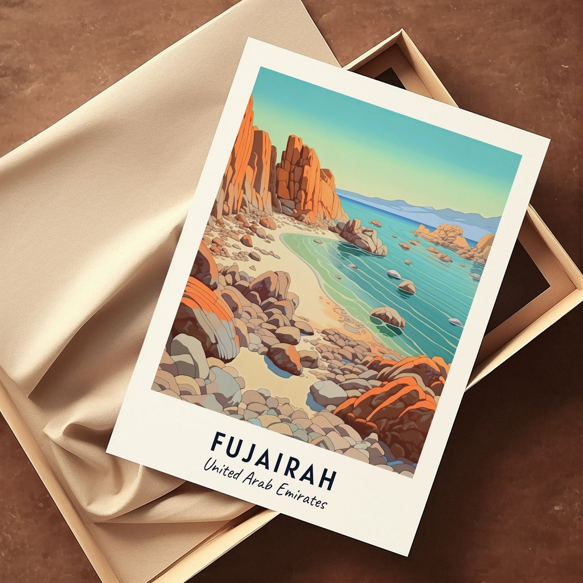 Dibba Rock Red Cliff Rocky Coastline Fujairah UAE Travel Poster - Image 3