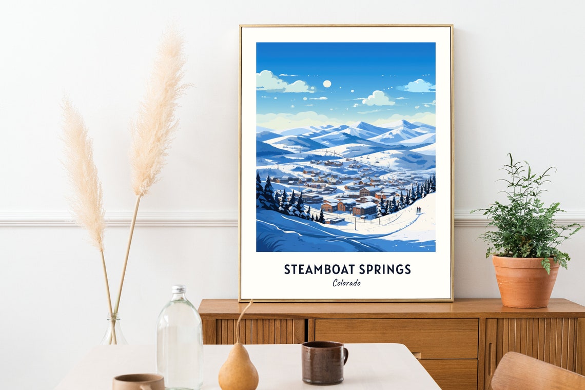 Steamboat Springs Travel Print Steamboat Springs Ski Poster Colorado Ski Poster Steamboat Springs Ski Resort Print - Image 2