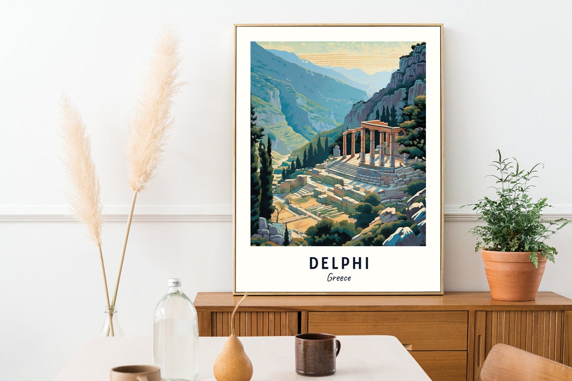 Delphi Ancient Ruins Mountain Sanctuary Columns Travel Poster - Image 2