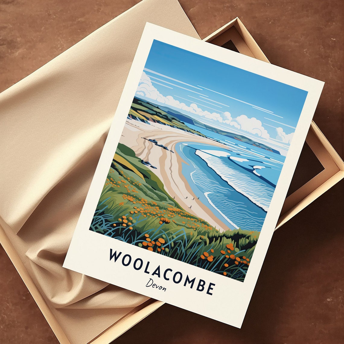 Woolacombe Devon Sandy Beach Dunes Wildflowers Travel Poster - Image 3