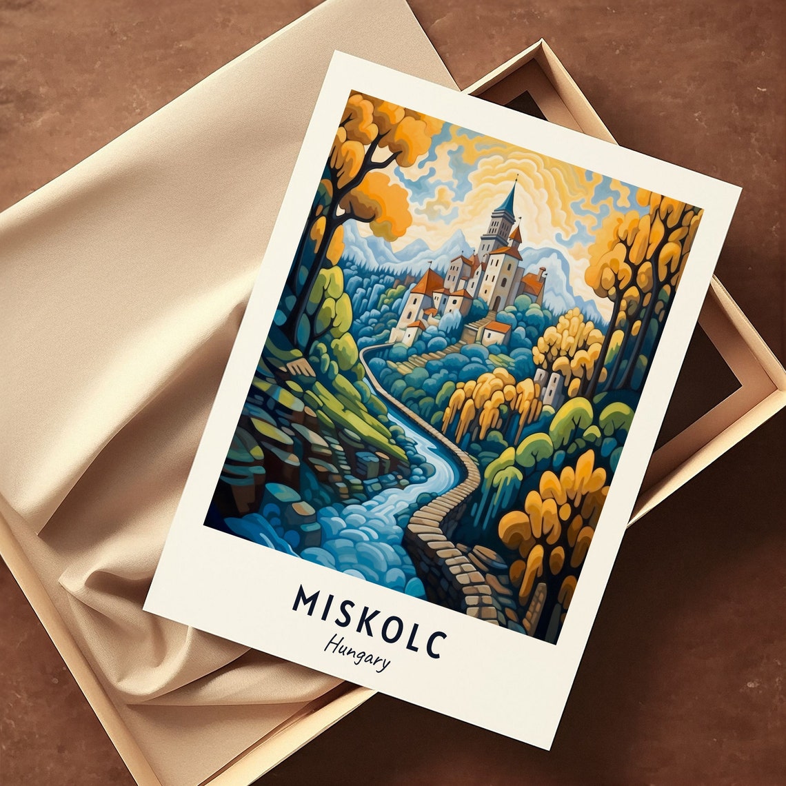 Miskolc Hungary Autumn Castle Forest Hills Art Travel Poster - Image 3