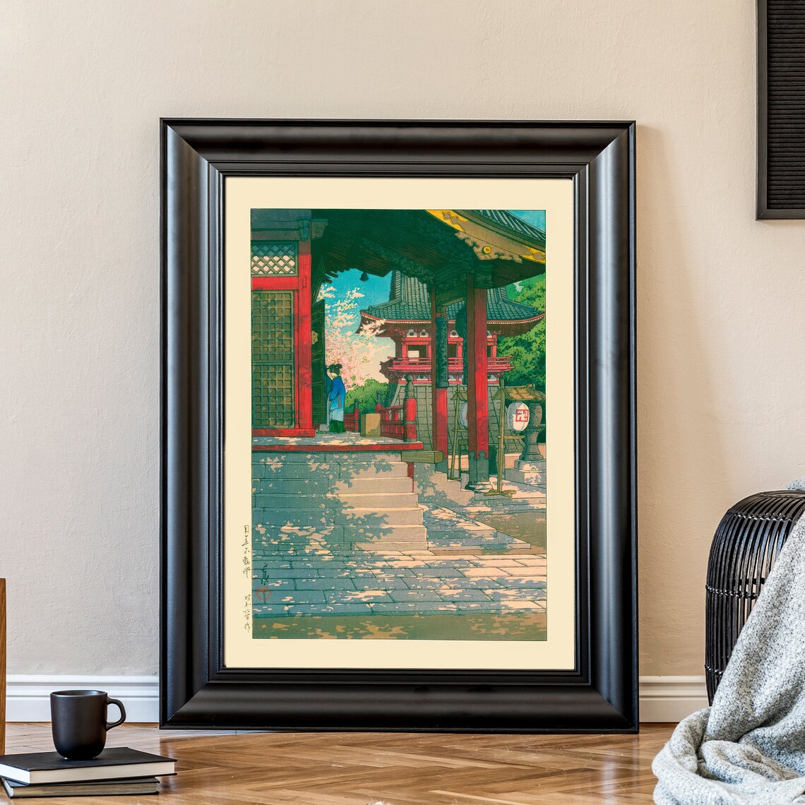 Kawase Hasui Meguro Fudo Temple Spring Courtyard Vintage Woodblock Poster - Image 3