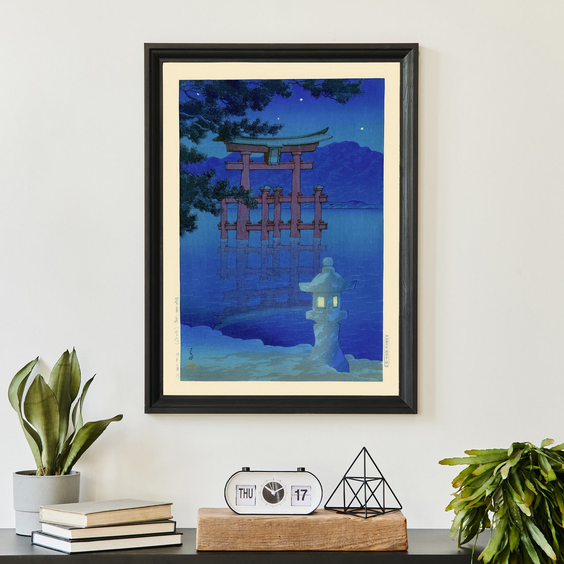 Itsukushima Floating Torii Gate Starry Night Miyajima Woodblock Poster - Image 3