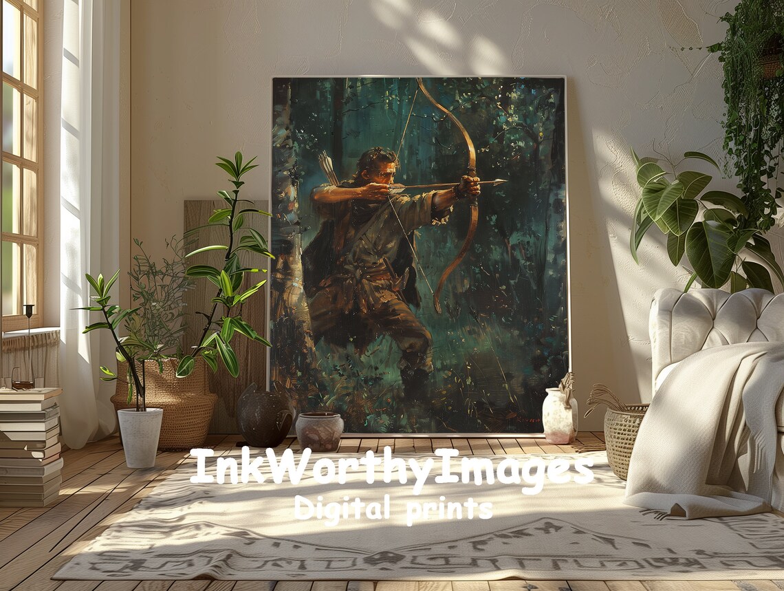 Medieval Archer Painting, Fantasy Warrior Decor - Image 5