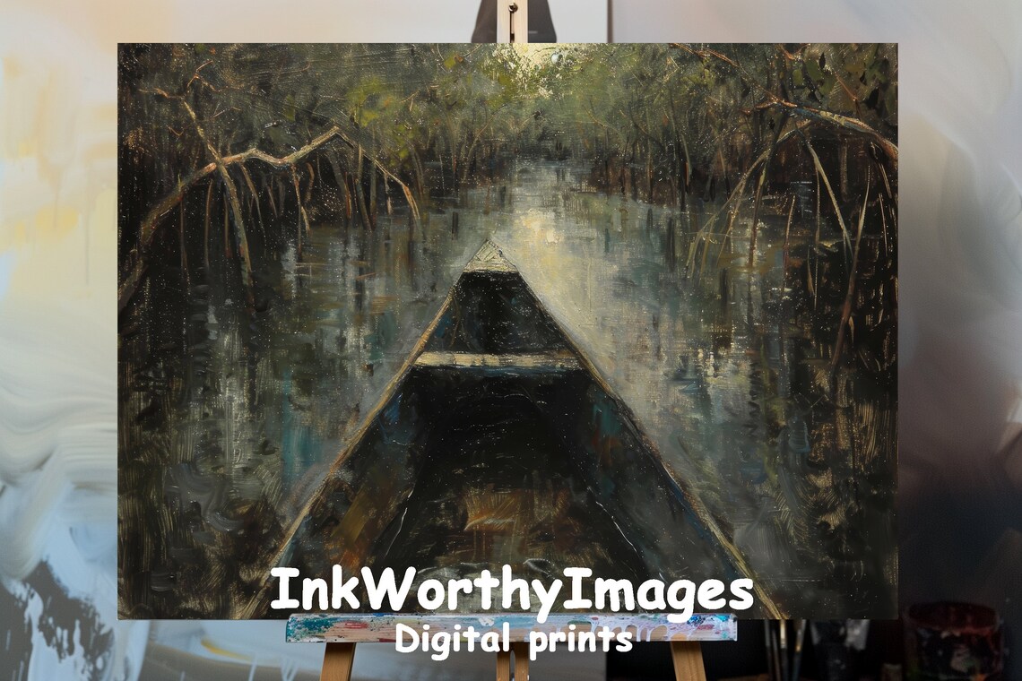 Mystical River Journey, Dark Forest Landscape