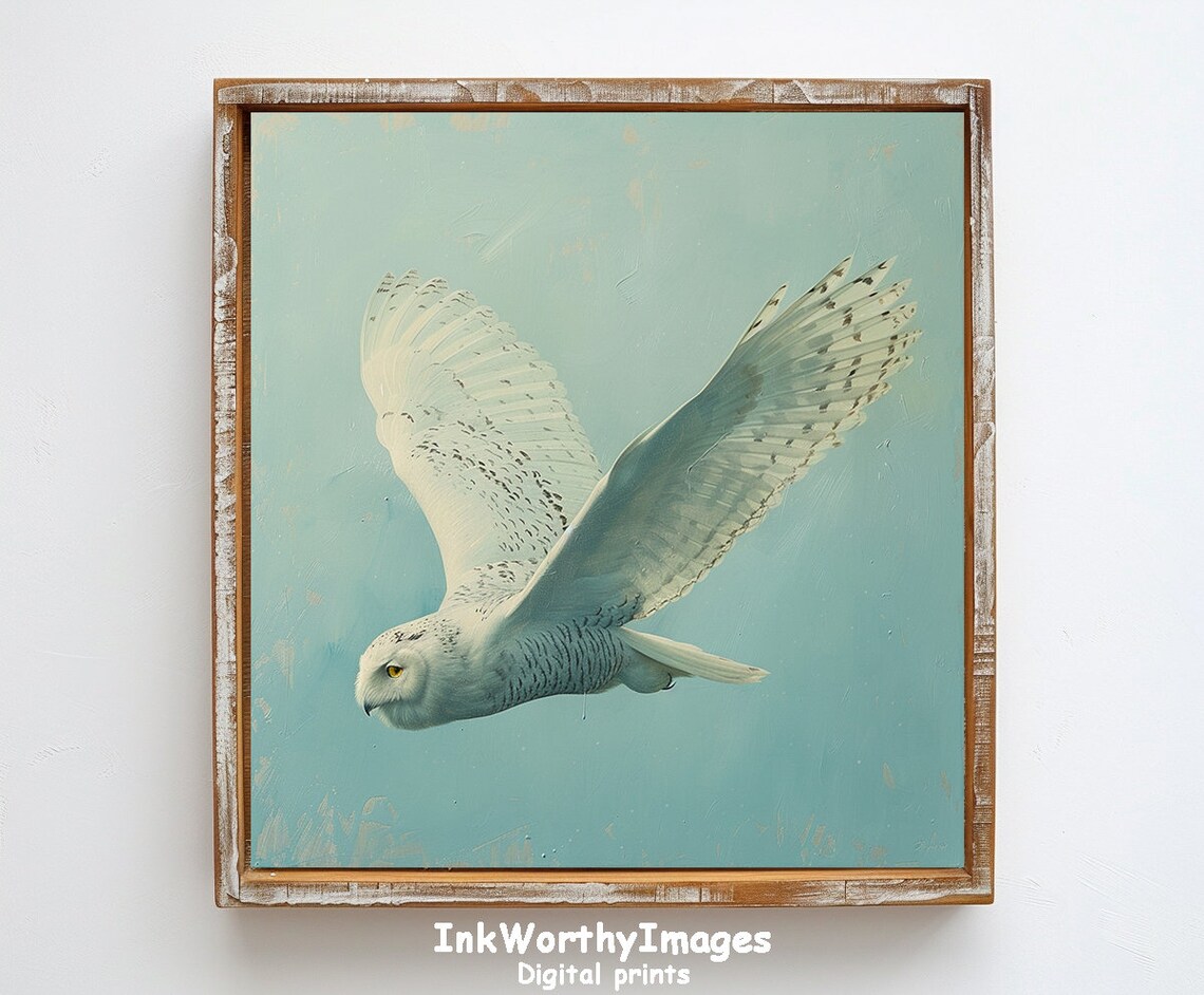 Graceful Snowy Owl In Flight, Wildlife Art Print - Image 6