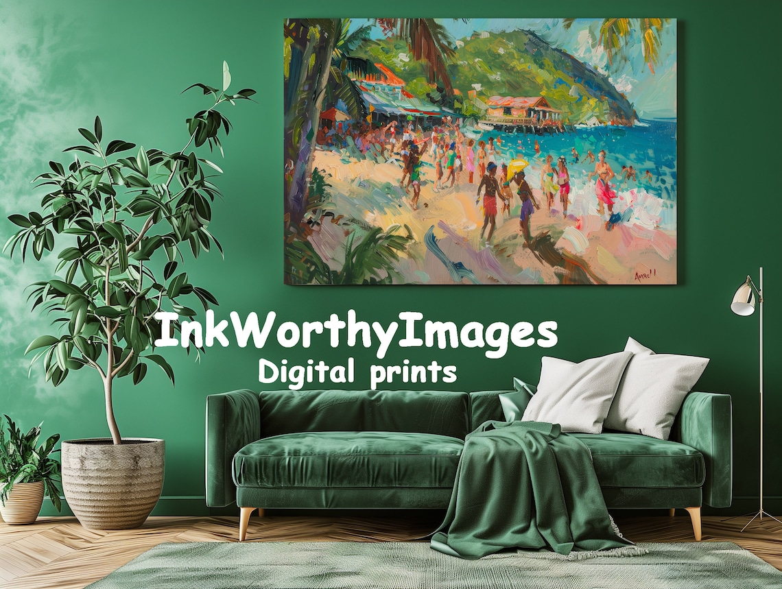 Tropical Beach Festival, Caribbean Celebration Art Print - Image 2