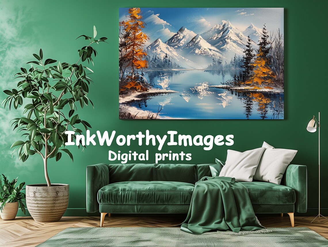 Winter Wonderland Majestic Mountain Landscape, Impressionist - Image 3