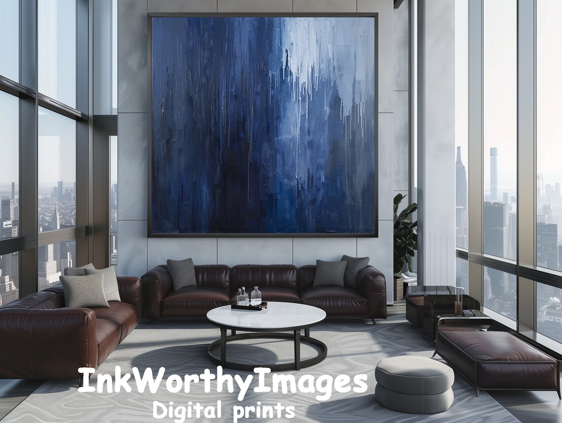 Deep Ocean Blue Abstract, Modern Minimalist Art Print - Image 3
