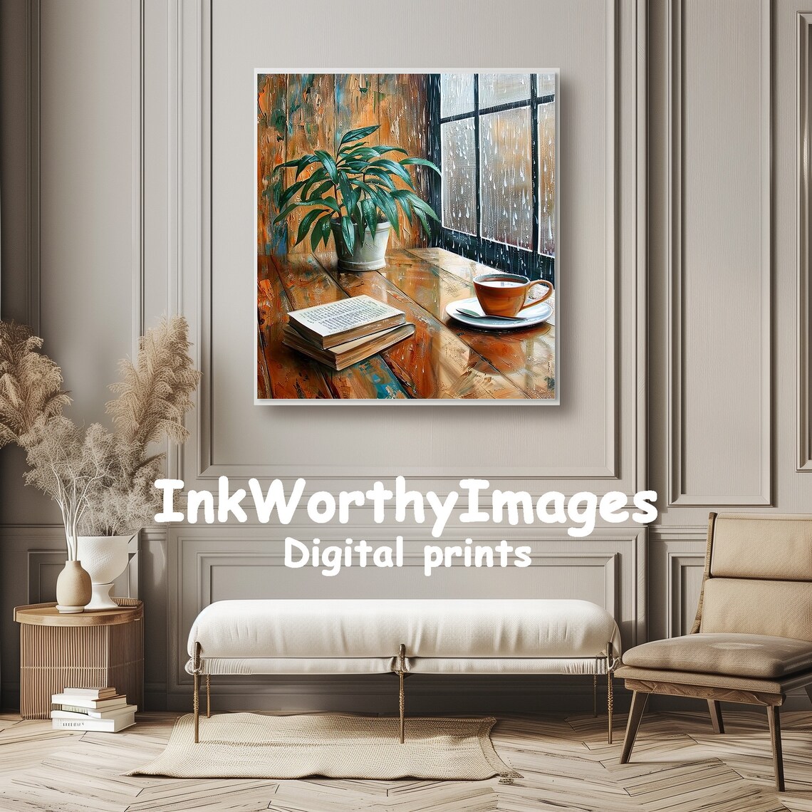 Cozy Rainy Day Window, Coffee And Books - Image 4