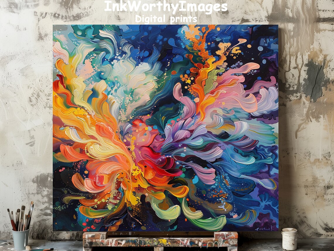 Vibrant Abstract Swirl, Dynamic Flow Art Print