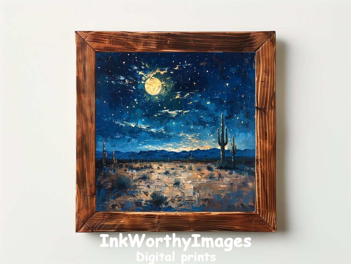 Desert Moonlit Night, Serene Southwestern Landscape - Image 2
