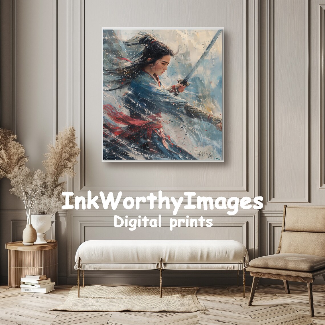 Samurai Warrior Woman Painting, Japanese Warrior - Image 6