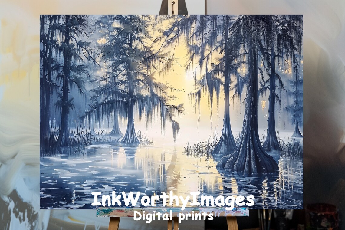 Misty Cypress Swamp, Enchanted Wetlands Art Print