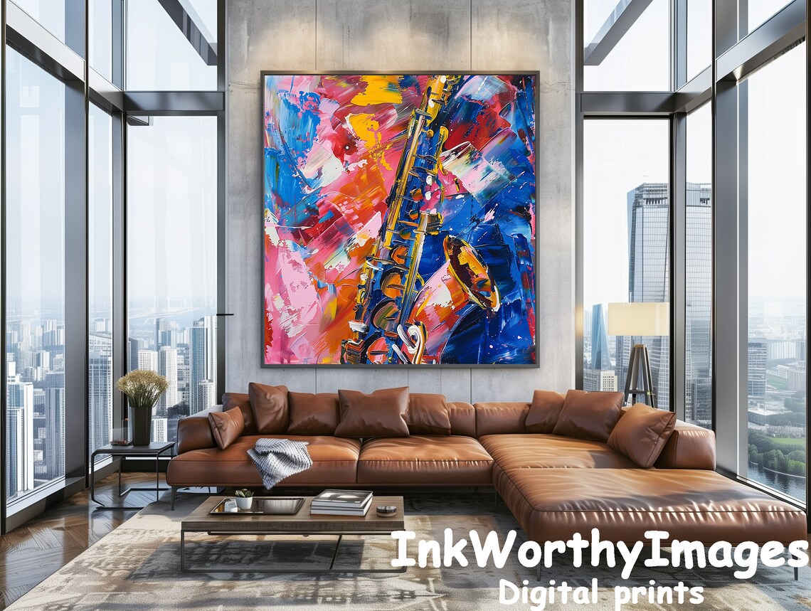 Saxophone Serenade, Vibrant Jazz Decor - Image 3
