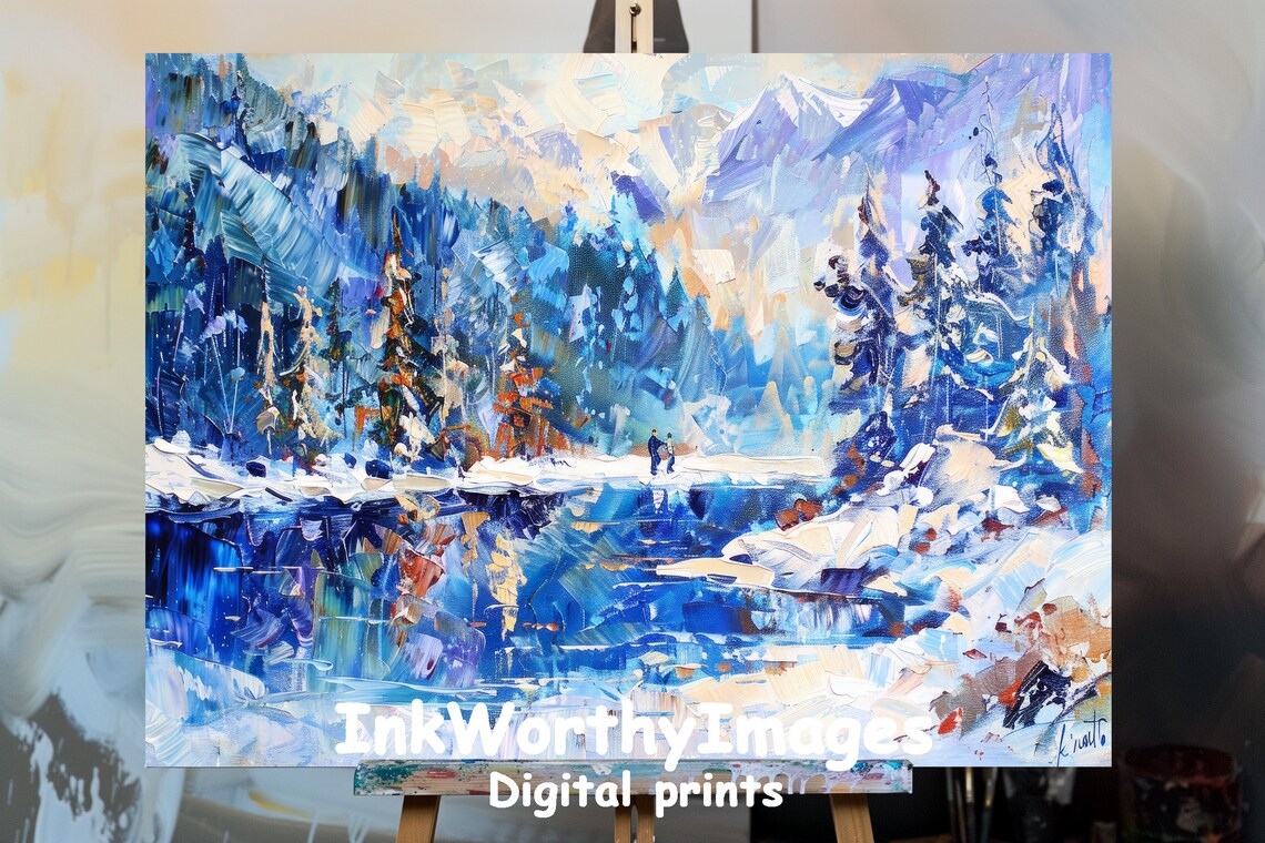 Abstract Winter Wonderland Snowy Forest Landscape
