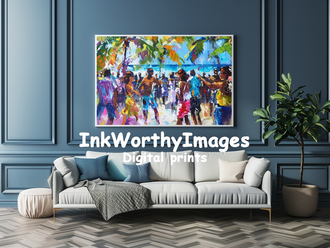 Beach Party Art Print, Tropical Summer Celebration - Image 4