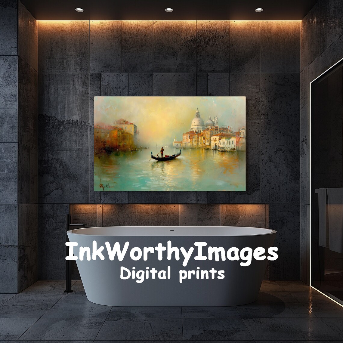 Venetian Canal Sunrise Gondola Serenade, Watercolor Art Print - Image 4