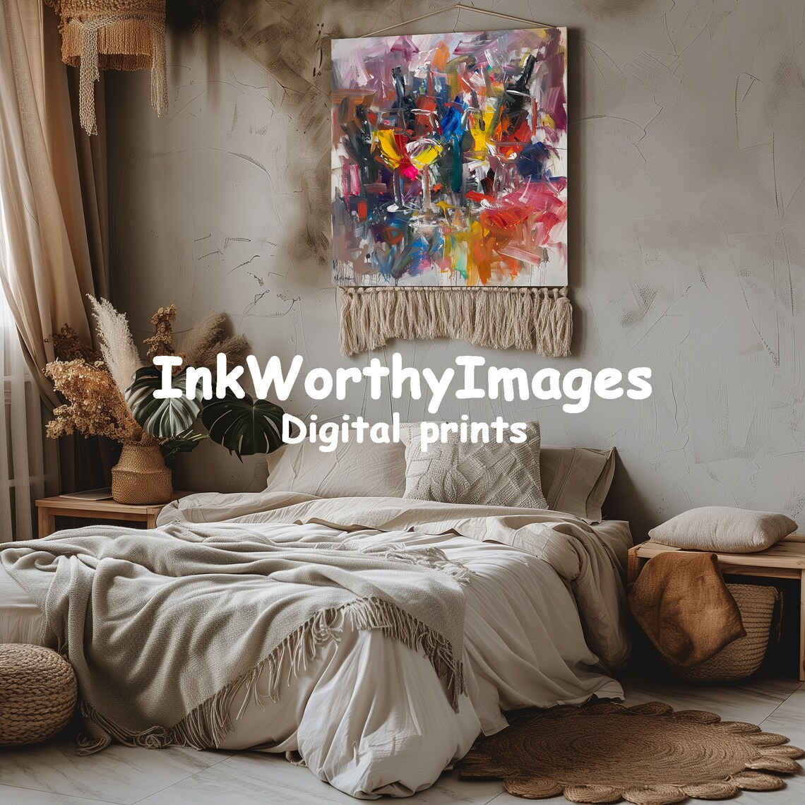 Abstract Wine Glasses, Modern Wall Decor - Image 4