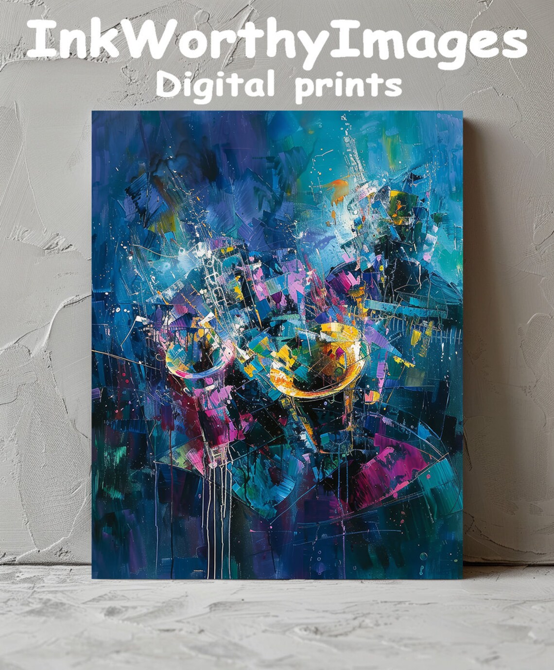 Vibrant Jazz Abstract, Colorful Music Wall Art Print