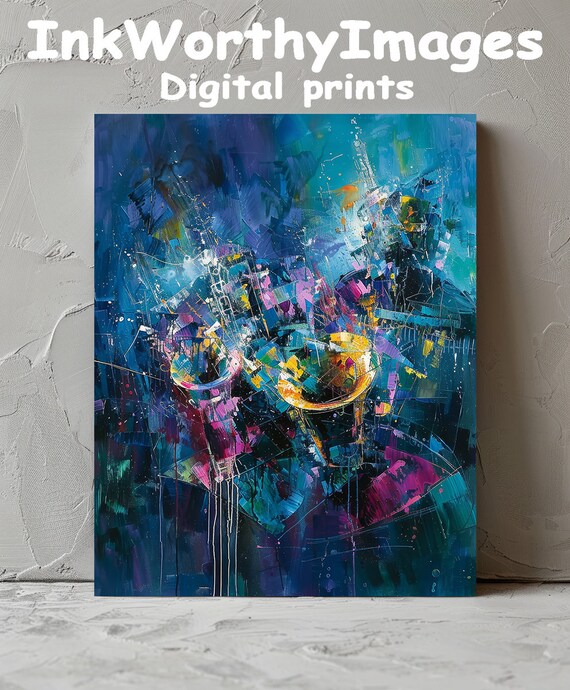 Vibrant Jazz Abstract, Colorful Music Wall Art Print