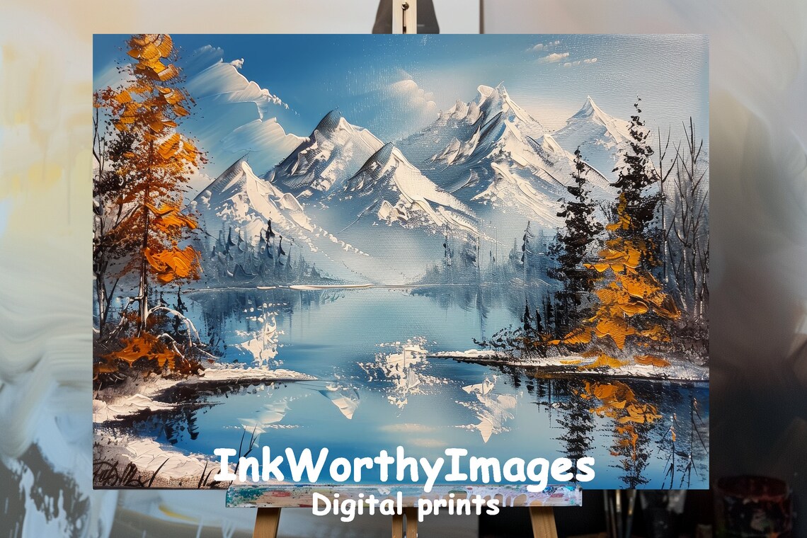 Winter Wonderland Majestic Mountain Landscape, Impressionist
