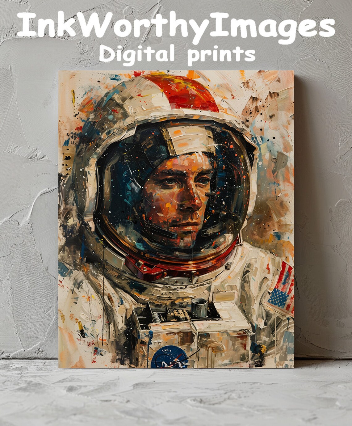 Intrepid Astronaut Portrait, Modern Nasa-Inspired Decor