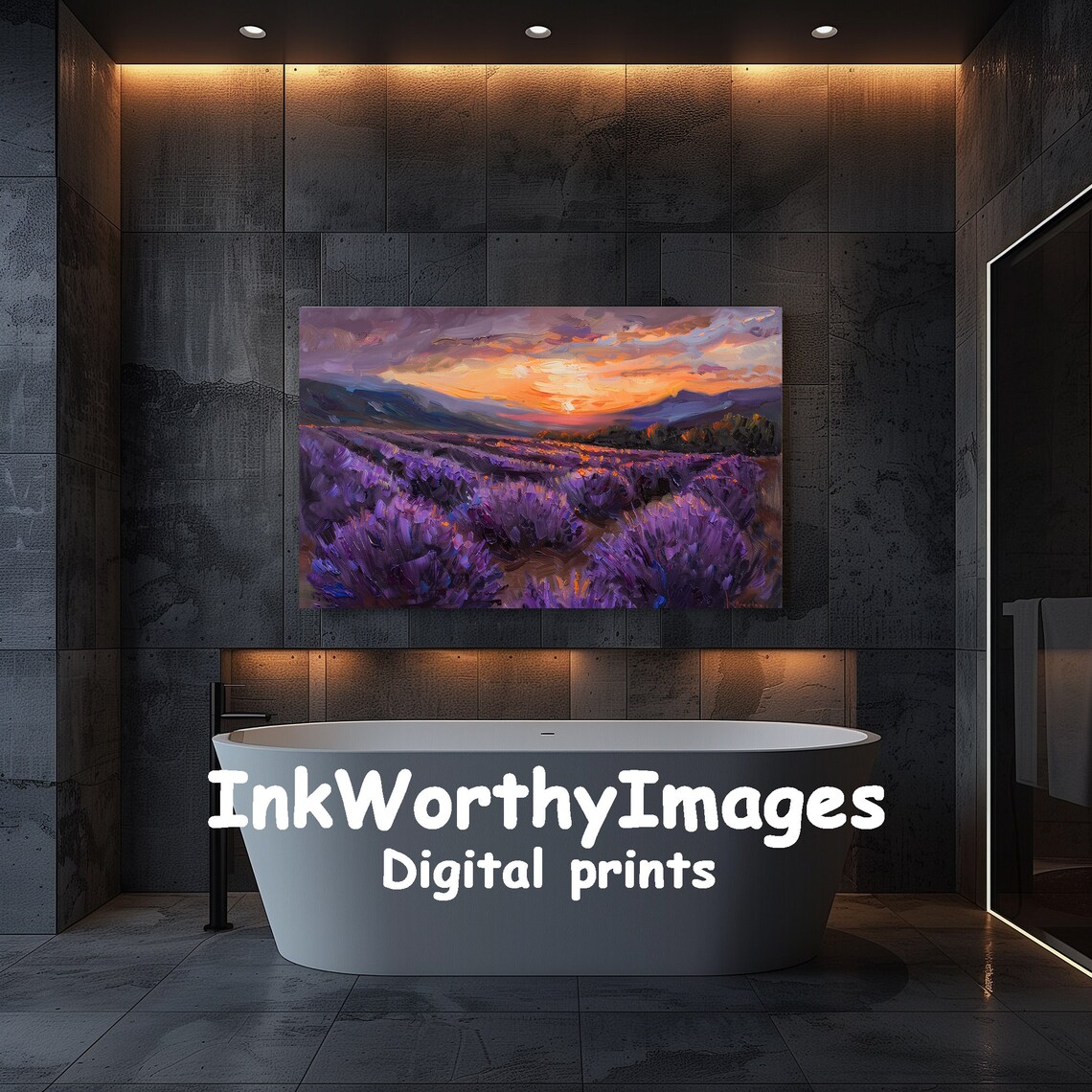 Lavender Fields At Sunset, Impressionist Landscape - Image 5